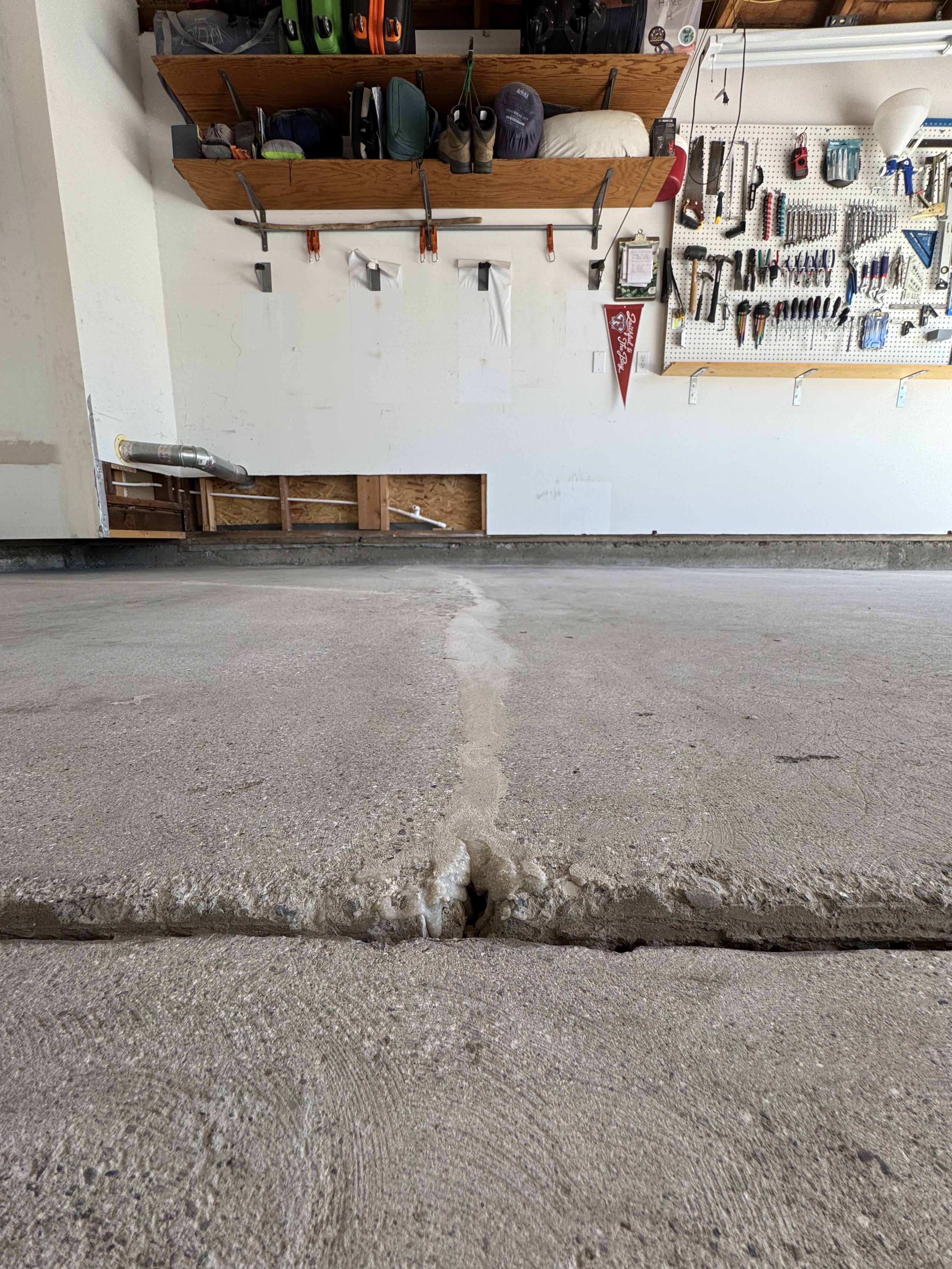 Prepped concrete garage floor ready for base coat